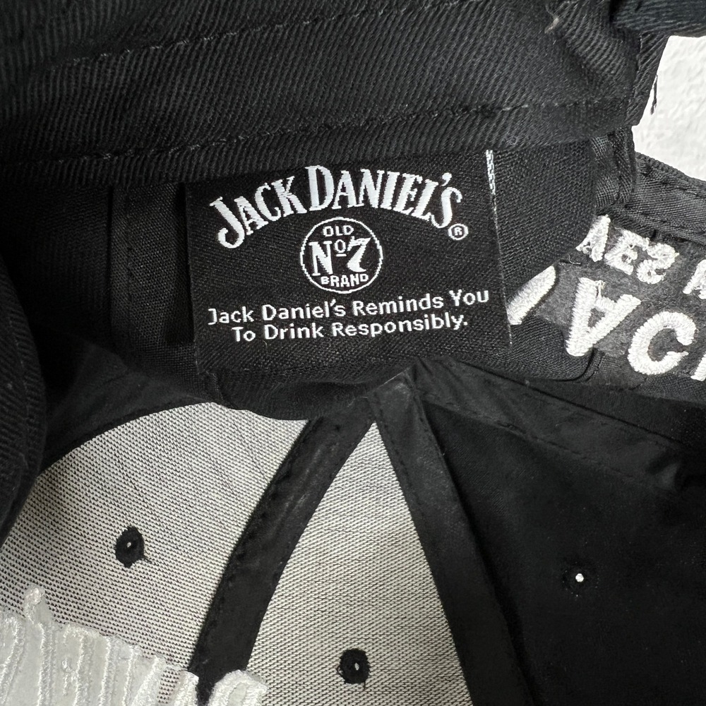 Jack Daniels Old No 7 Hat Black Whiskey Embroidered Logo Strapback Baseball Cap - Picture 7 of 10